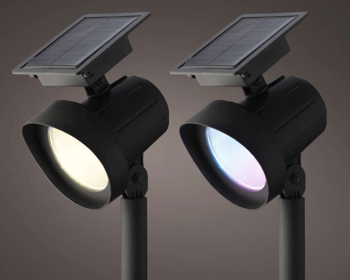 Decoris 2er Set Gartenstrahler Solar-Spotlight